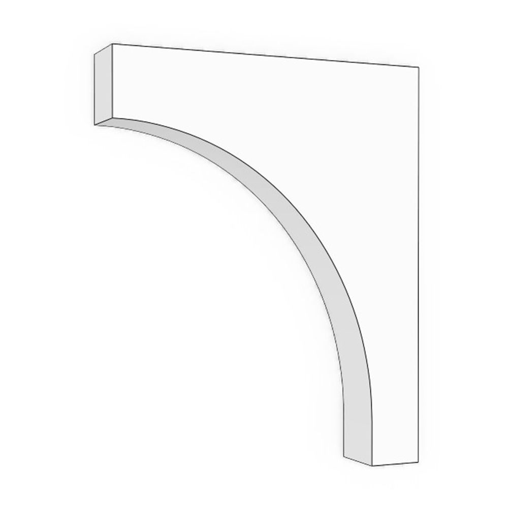 Curved shaker style bracket. 11" high, 9" wide, 1 1/2" thick.