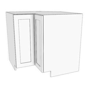 Base corner cabinet with bi-fold door. 32-36" wide with 23 5/8" sides, 34 3/4" high. 1 adjustable shelf.