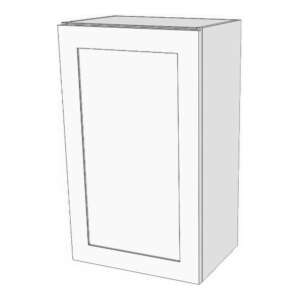 Wall cabinet with door: 6" to 24" wide, 30" high, 12" deep. 2 adjustable shelves. *Double shaker door will be flat slab if 7" or less