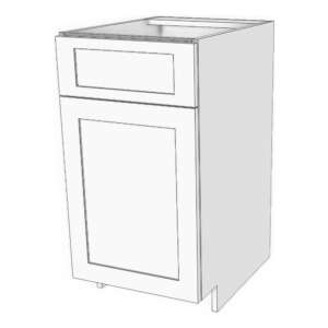 Sink base cabinet with false front and door: 15" to 24" wide, 34 3/4" high, 23 5/8" deep (no shelves).